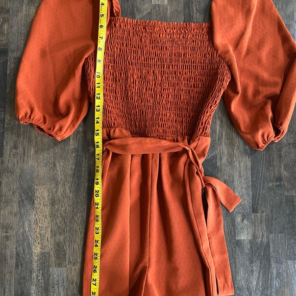 BCBG Romper Rust Red/Orange Puffed Sleeve XS - Picture 4 of 6